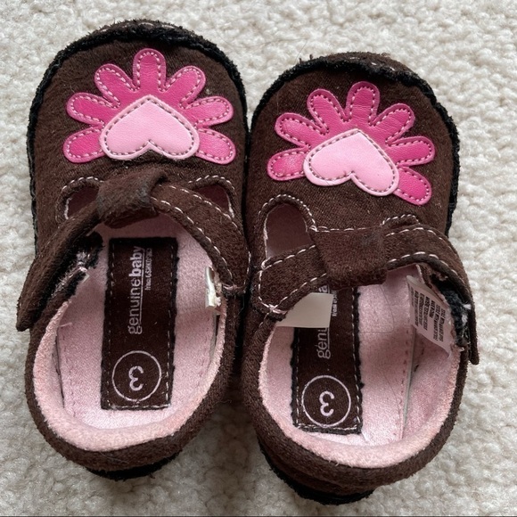 Authentic Infant Girl Footwear, Brown, Sz 3 with Soft Soles - Picture 8 of 12